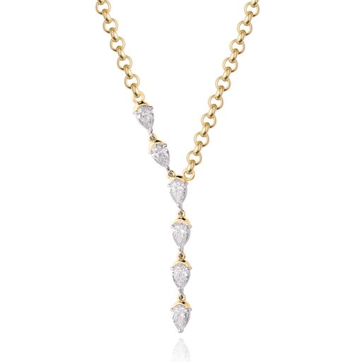 18kt Pear Cuddle Six Station Y-necklace