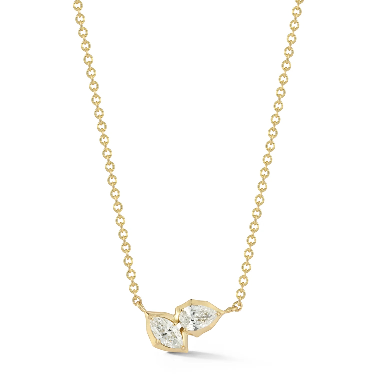 Jade Trau 18kt Yellow Gold Poppy Two-stone Diamond Pendant Necklace