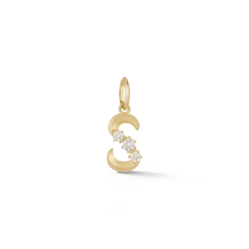 Jade Trau 18kt Yellow Gold and Diamond Letter "S" Charm