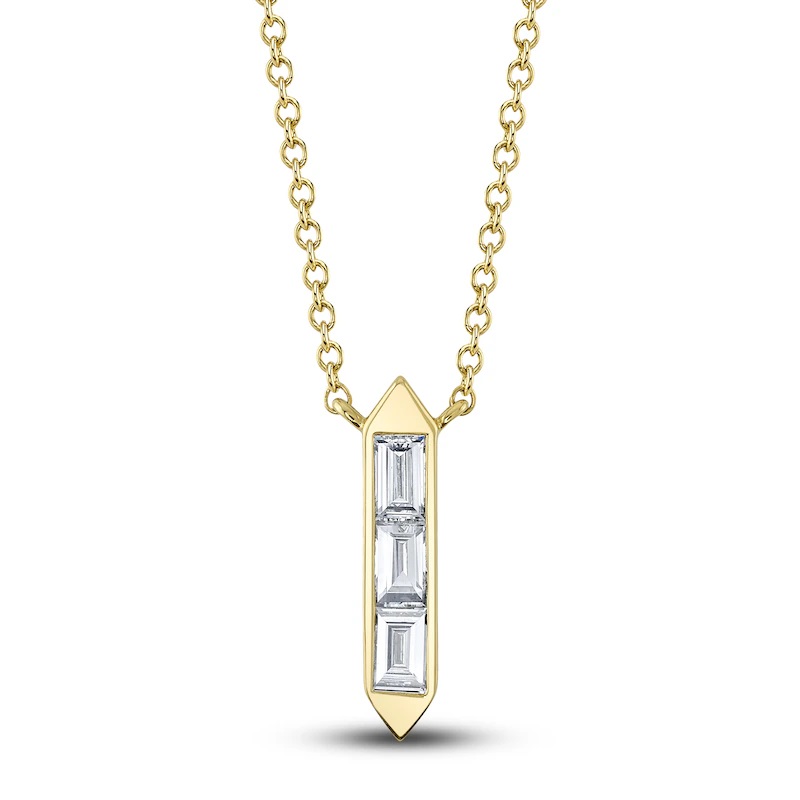 14kt Baguette Diamond Drop Pendant