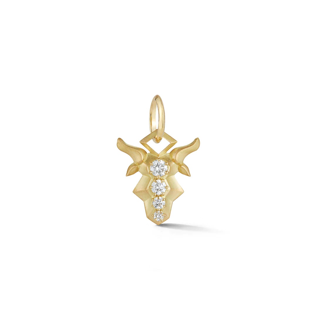 Jade Trau 18kt Yellow Gold Diamond Capricorn Pendant / Charm 4rd=0.15ctw Fg/vs2-si1 (no Chain)