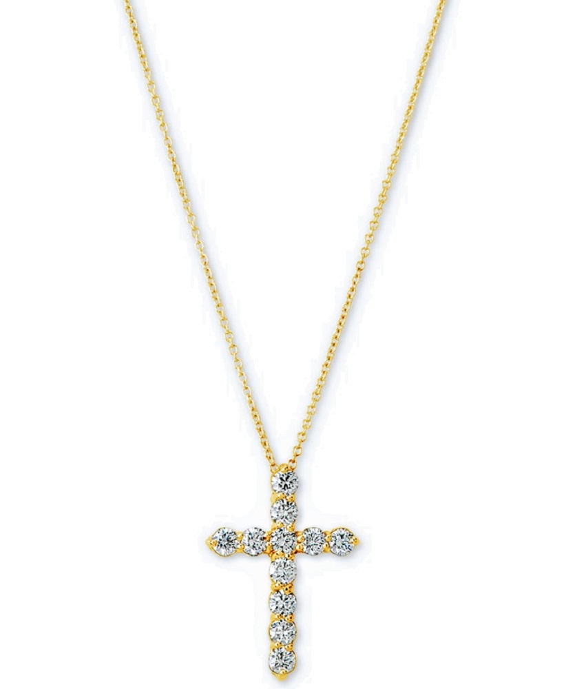 Shared Prong Diamond Cross