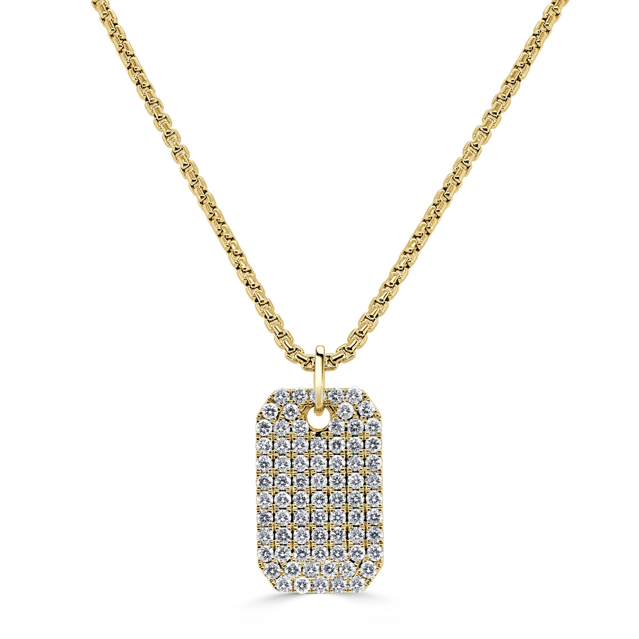14k Gold & Diamond Dog Tag Necklace