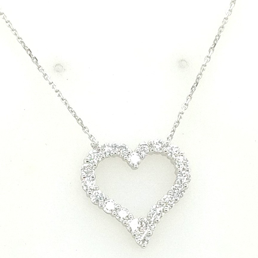 Korman Signature Platinum Round Diamond Heart Pendant Necklace 16-17"