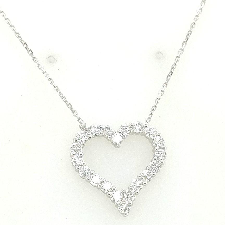 Korman Signature Platinum Round Diamond Heart Pendant Necklace 16-17