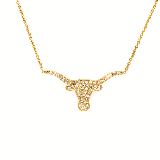 Korman Signature 18kt Medium Diamond Longhorn Necklace Yellow Gold