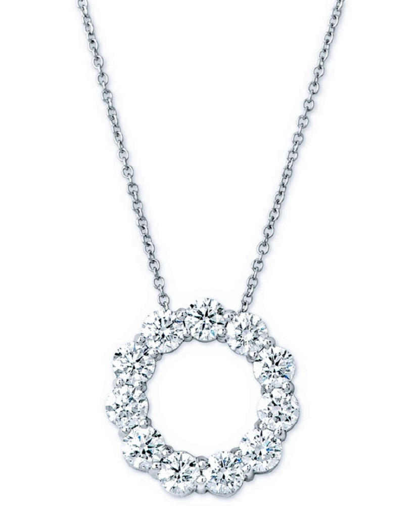 Korman Signature 14k White Gold Round Diamond Circle Pendant Necklace On Chain