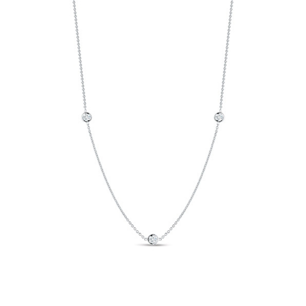 18kt Three Station Diamond Necklace