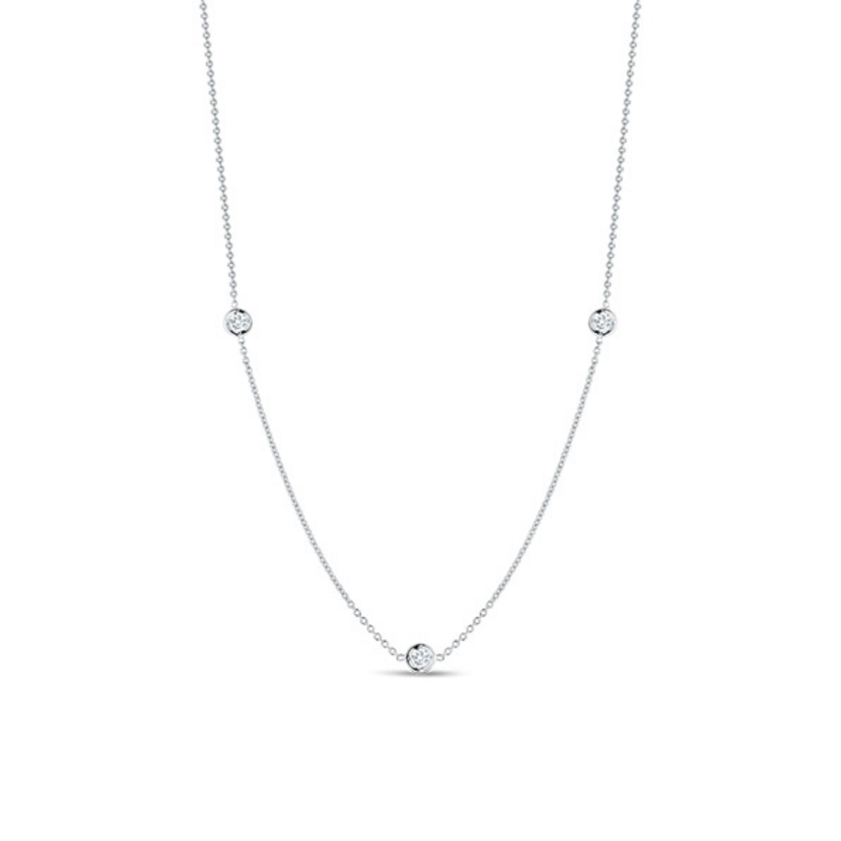 Roberto Coin 18kt White Gold Three Station Diamond Necklace