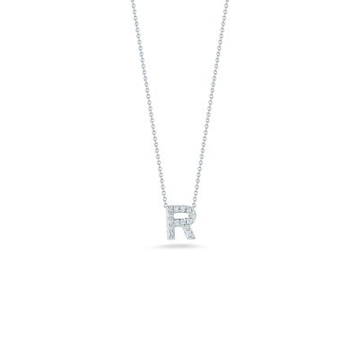 18kt Diamond 'r' Initial Necklace