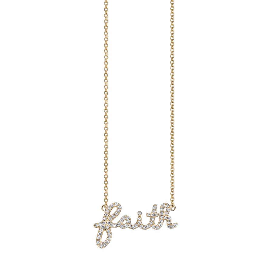 14kt faith Script Necklace