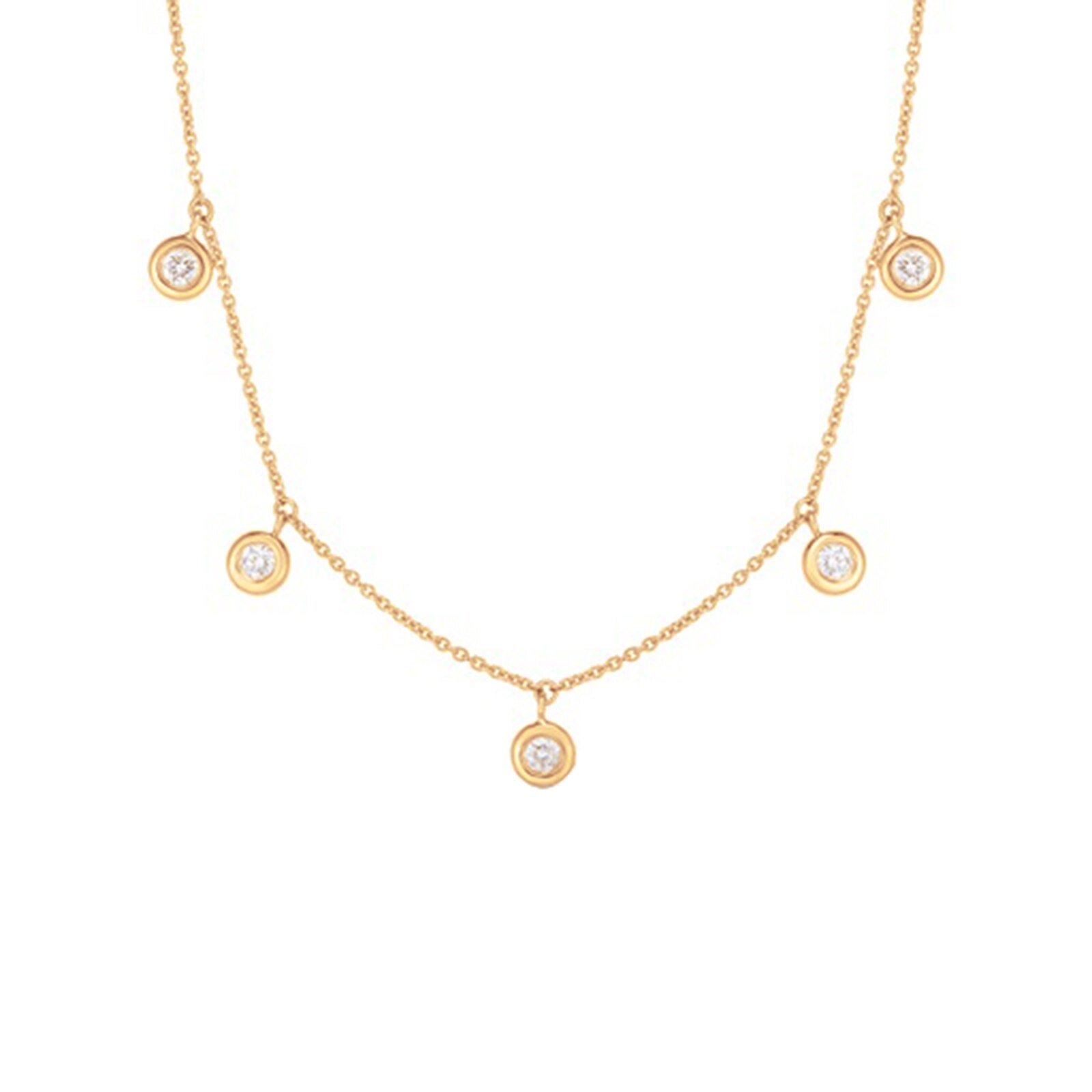 18kt Five Station Dangling Diamond Necklace