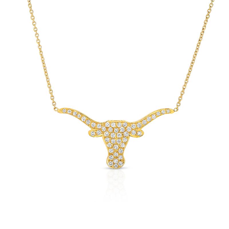 Korman Signature 18kt Yellow Gold Large Diamond  Longhorn Necklace