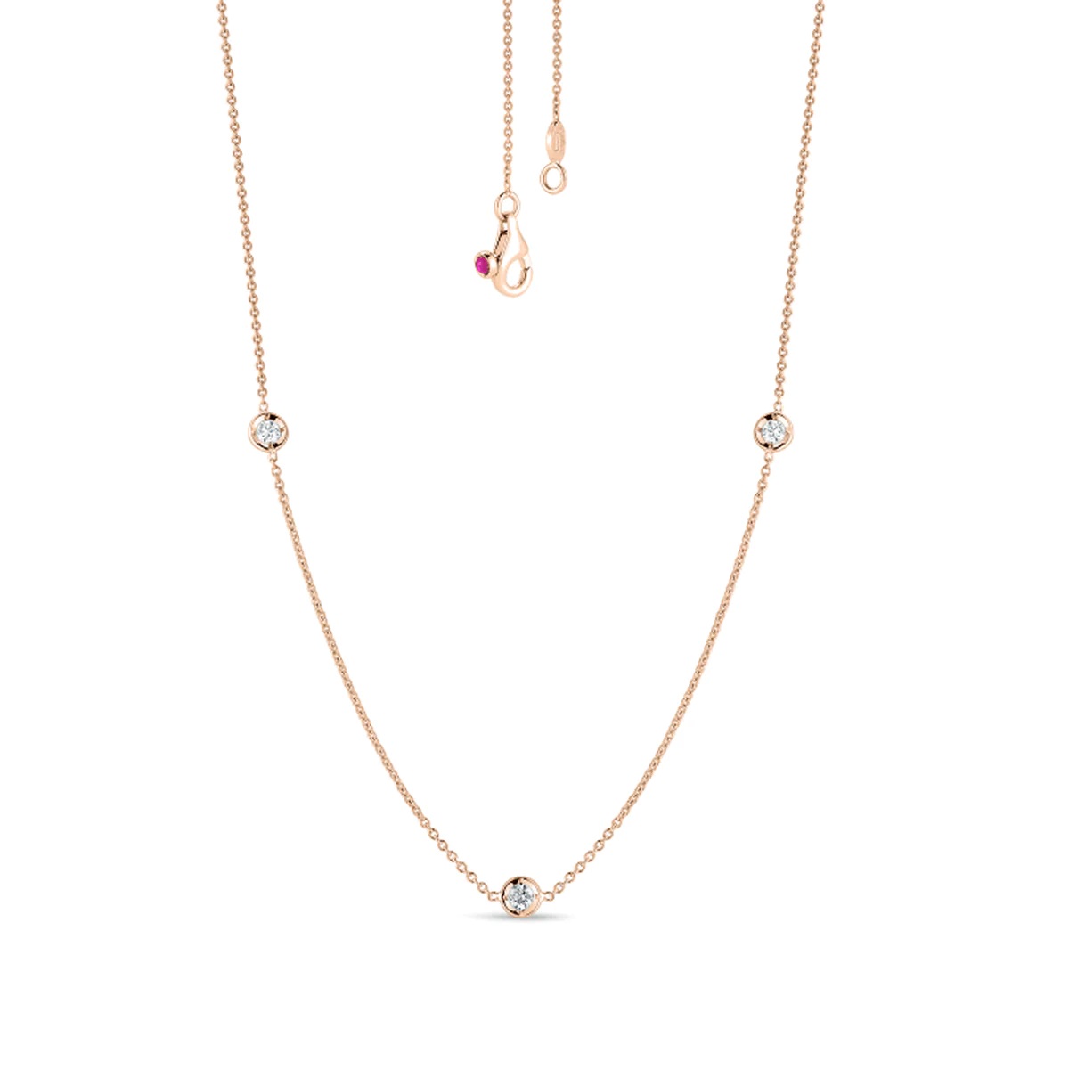 18kt 3 Diamond Station Necklace