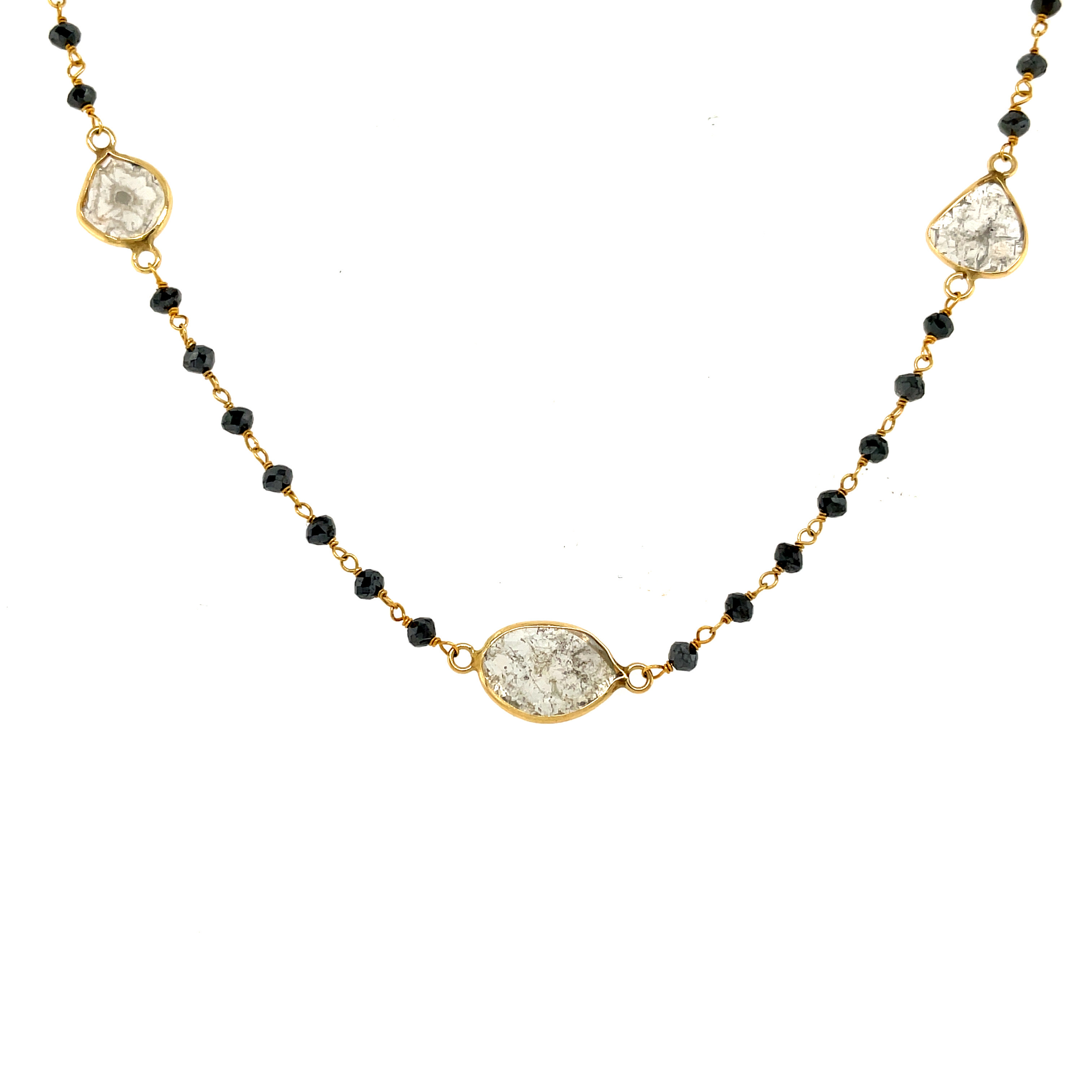 14kt Black And Grey Diamond Slice Necklace