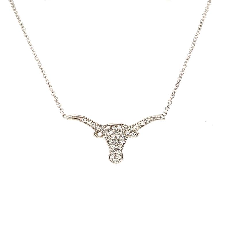 18kt Small Diamond Longhorn Necklace