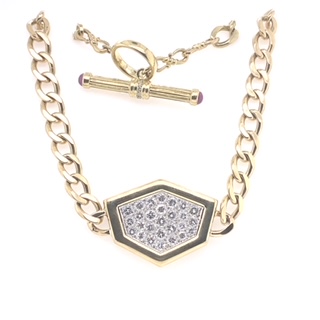 Korman Estate David Webb 18kt Yellow Gold, Platinum and Diamond Cuban Link Necklace with Toggle Clasp