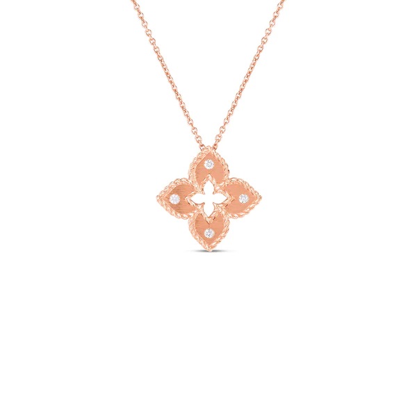 18kt Petite Diamond Venetian Pendant Necklace