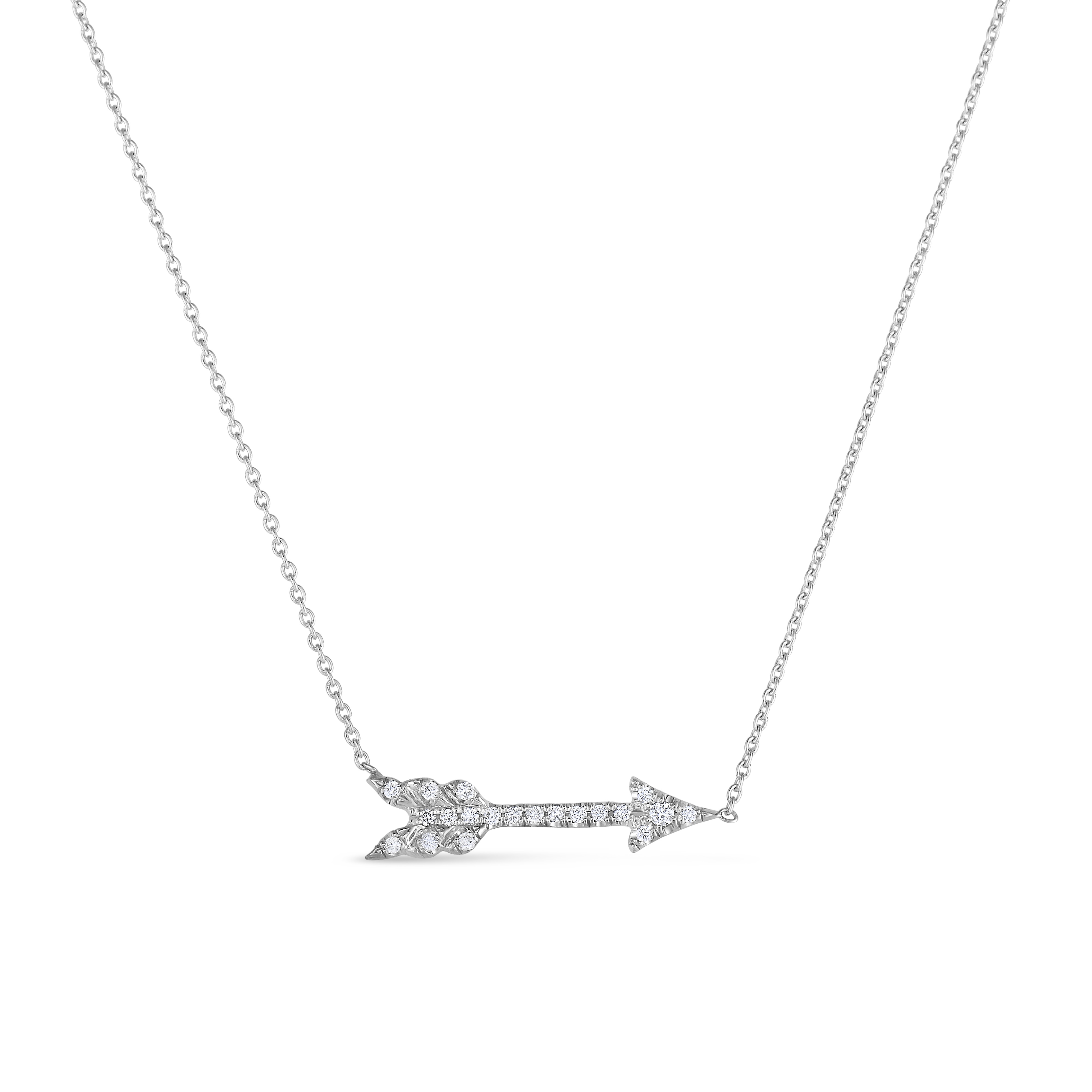 Roberto Coin 18kt White Gold Diamond Arrow Necklace