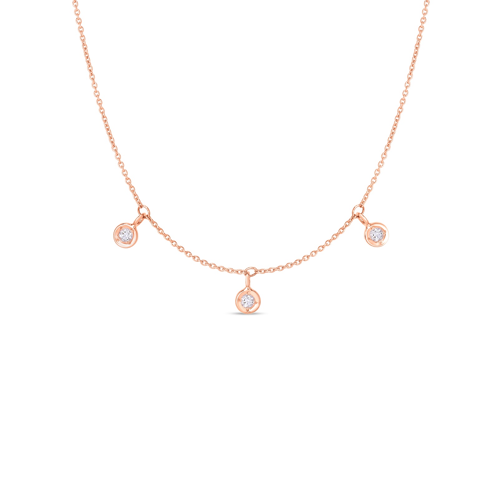 18kt Three Station Dangling Diamond Necklace