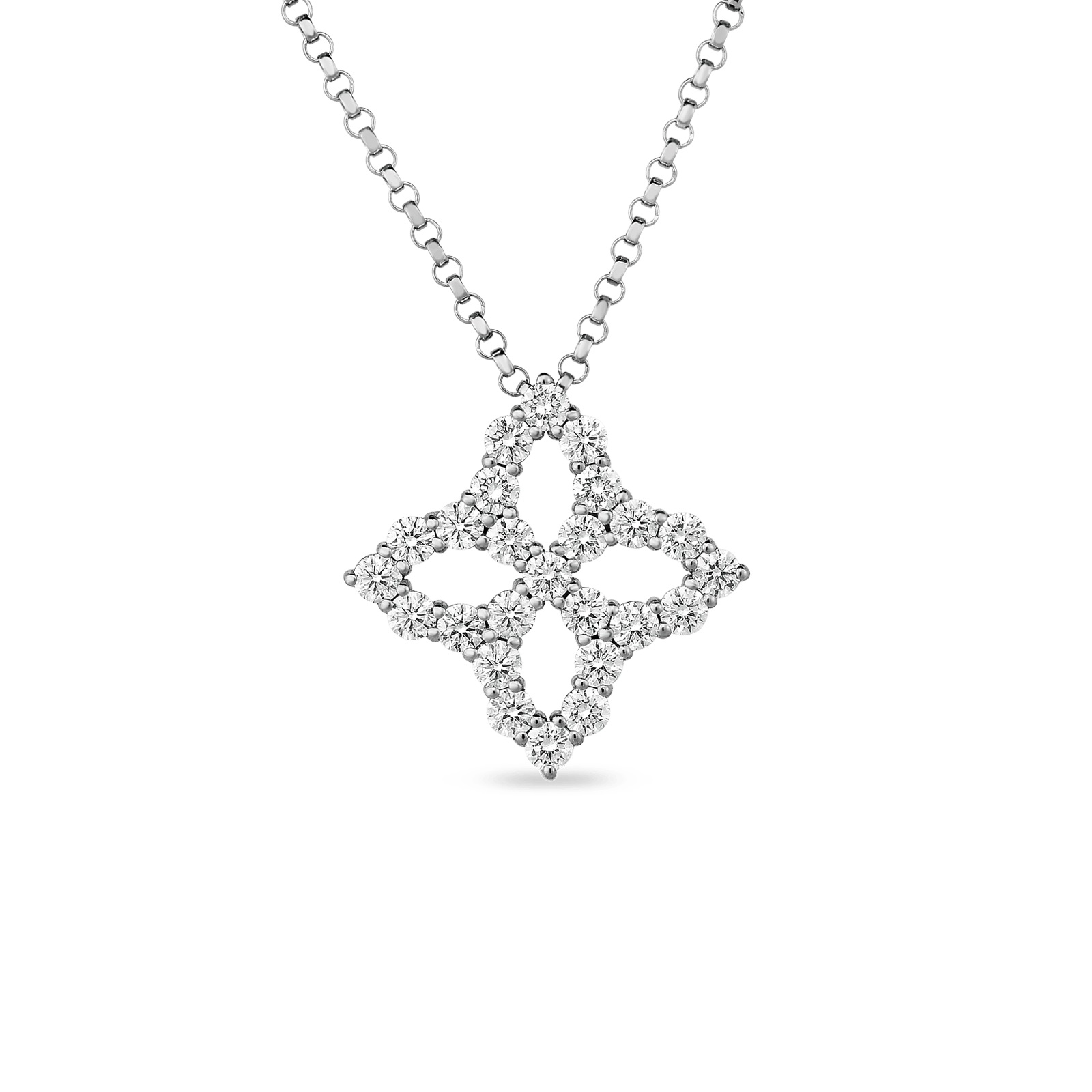 18kt Diamond Princess Flower Pendant Necklace