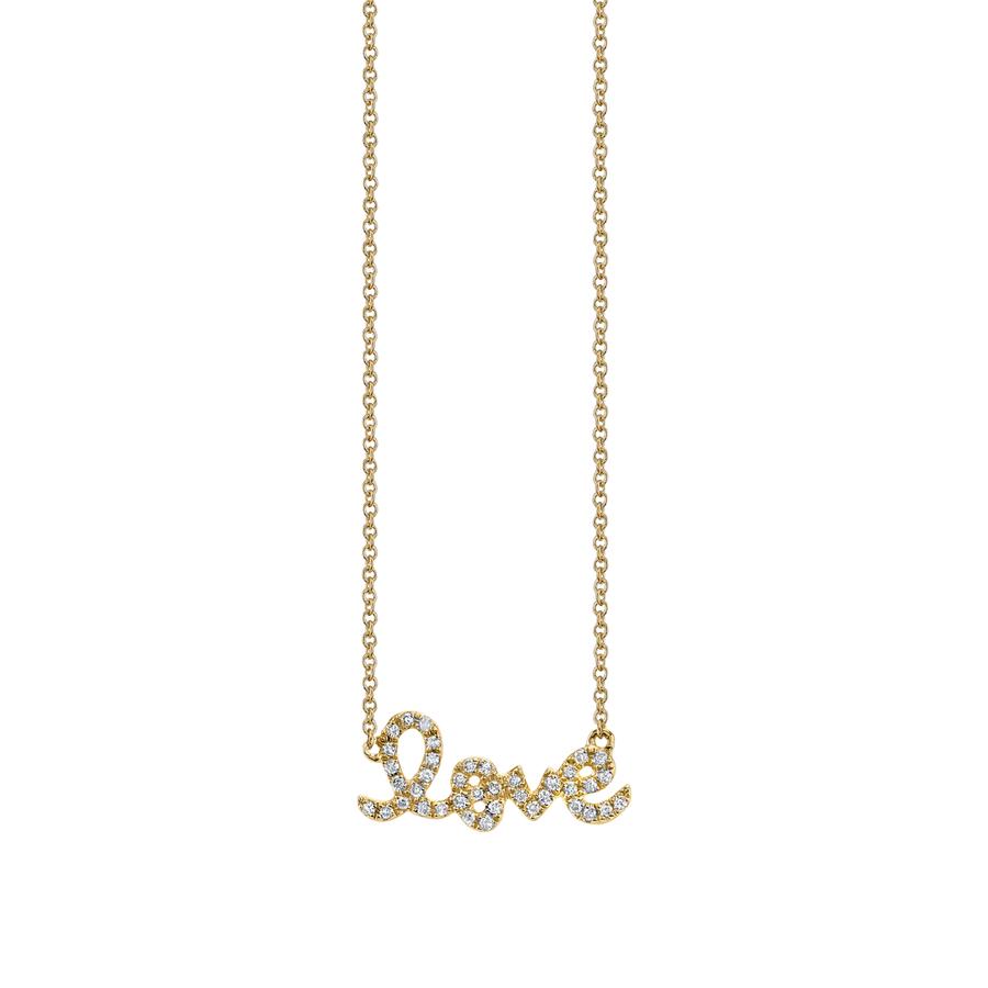 Sydney Evan 14kt Yellow Gold  Small Script Love Necklace