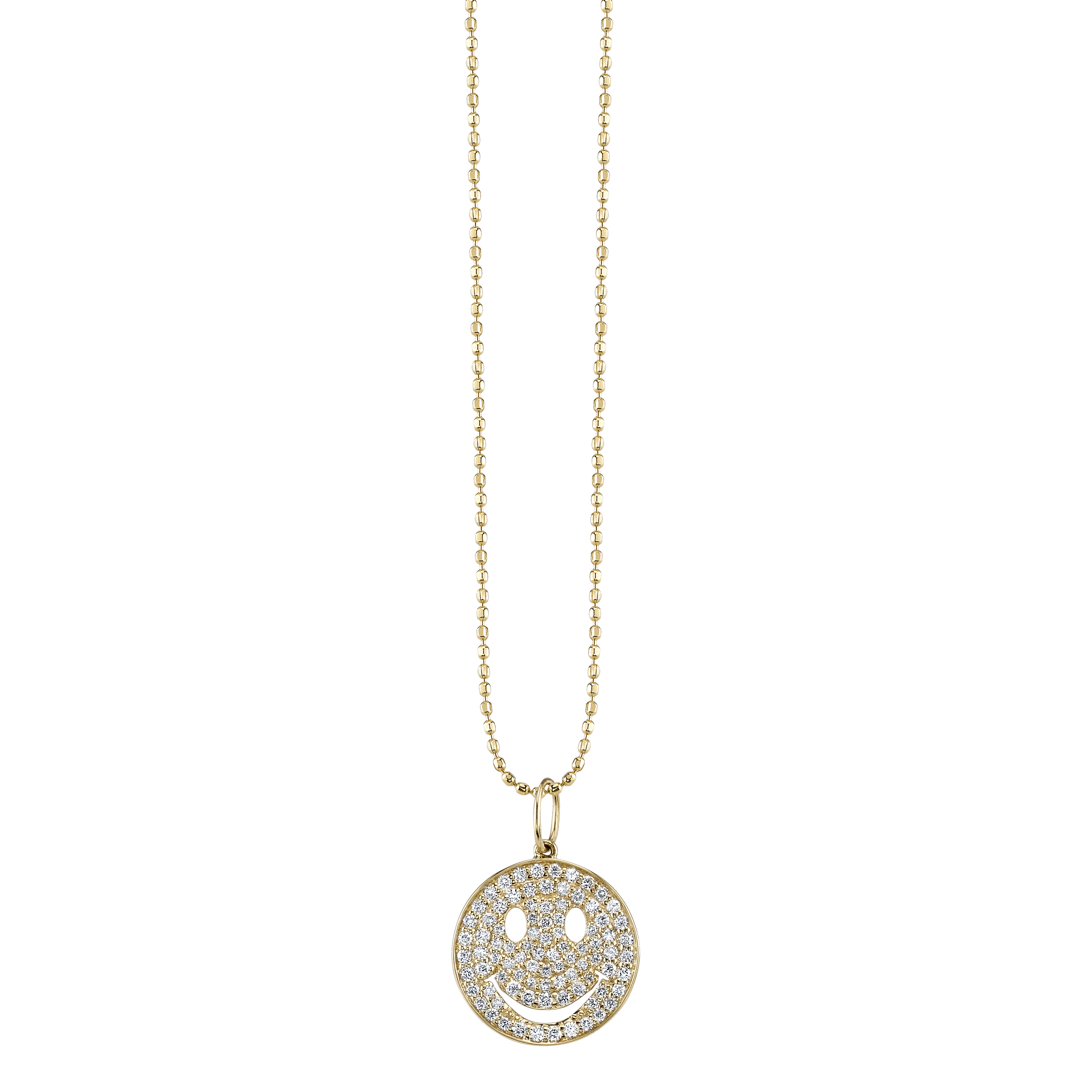 14kt Diamond Pave Happy Face Pendant Necklace