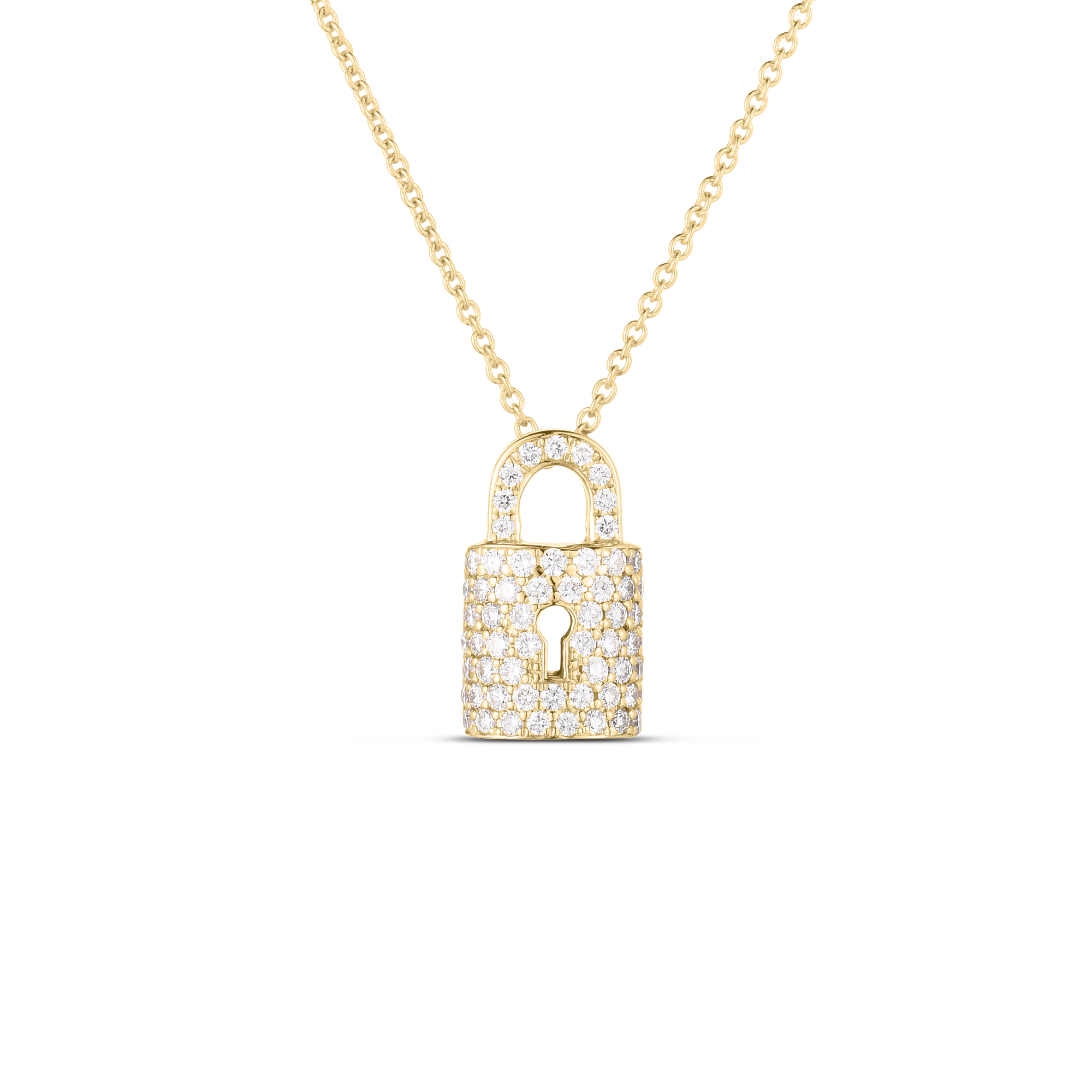 Roberto Coin 18kt Yellow Gold Diamond Lock Charm Necklace