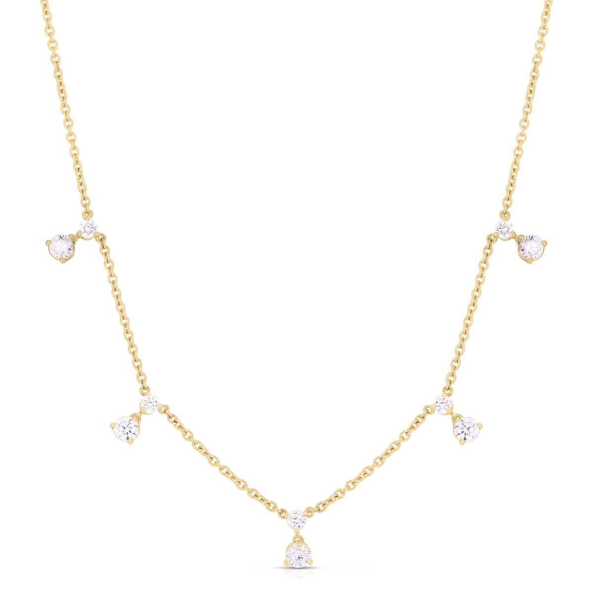 18kt 5 Station Diamond Dangle Necklace