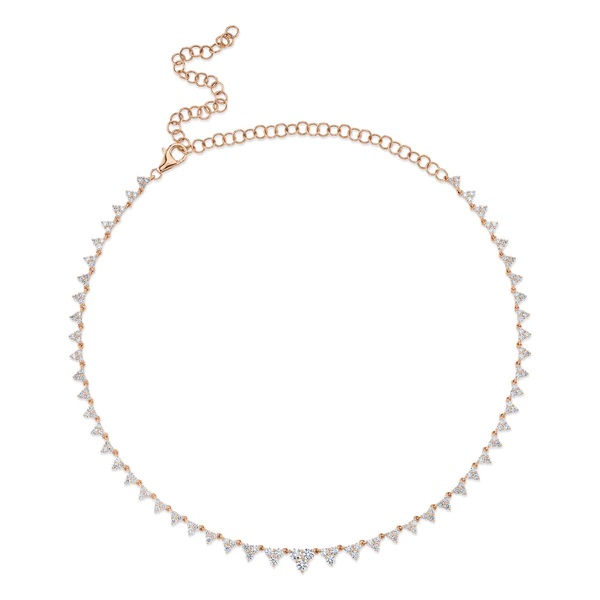 14kt Gradual Tri-diamond Necklace