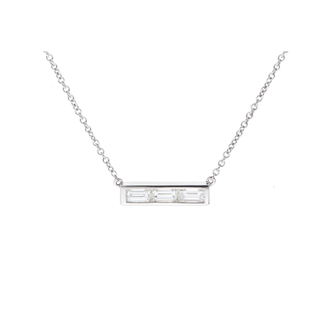 14kt Three Diamond Bar Necklace