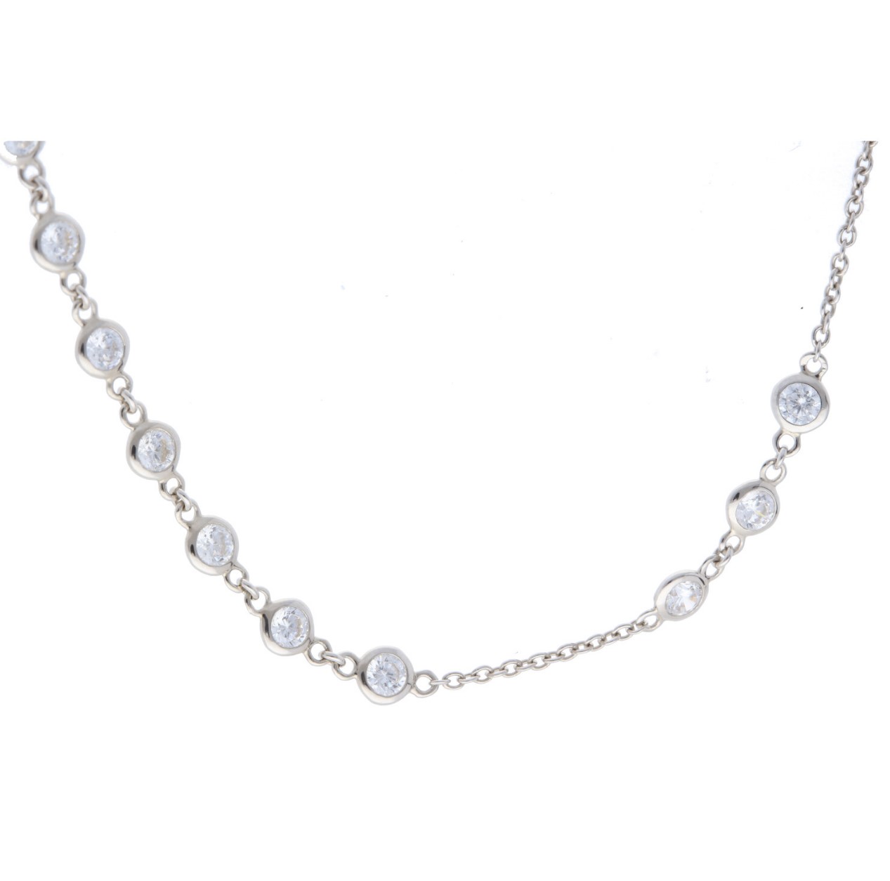 14kt Scattered Bezel Set Diamond By The Yard Necklace