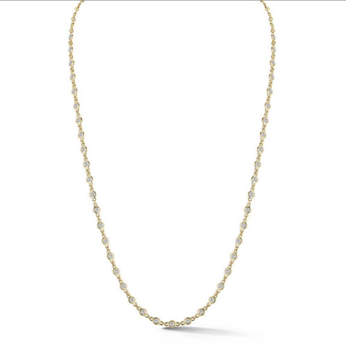 14kt Polished Bezel Diamond By The Yard Necklace