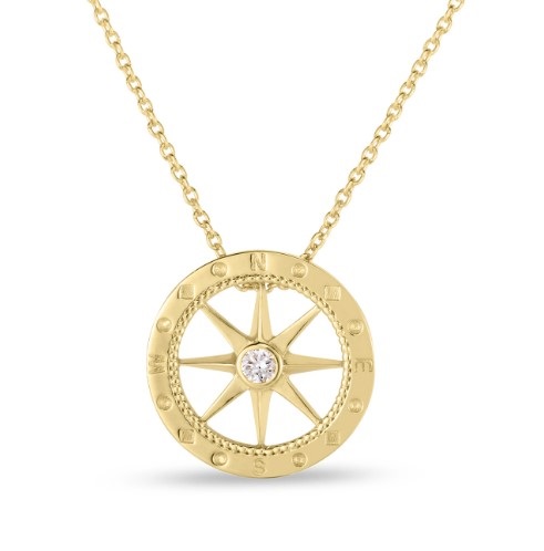 18kt Diamond Compass Pendant Necklace
