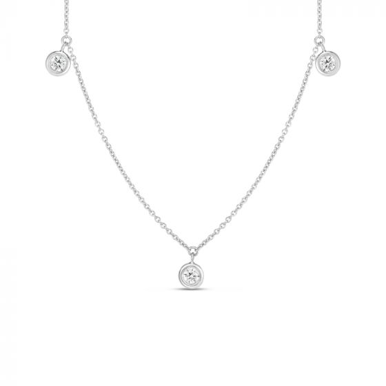 18kt Three Station Diamond Dangling Necklace