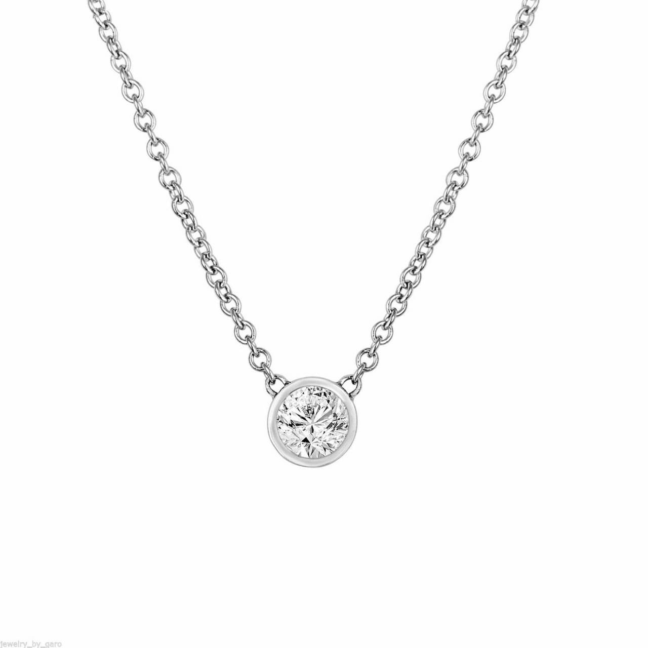 14kt Bezel Set Diamond Pendant Necklace