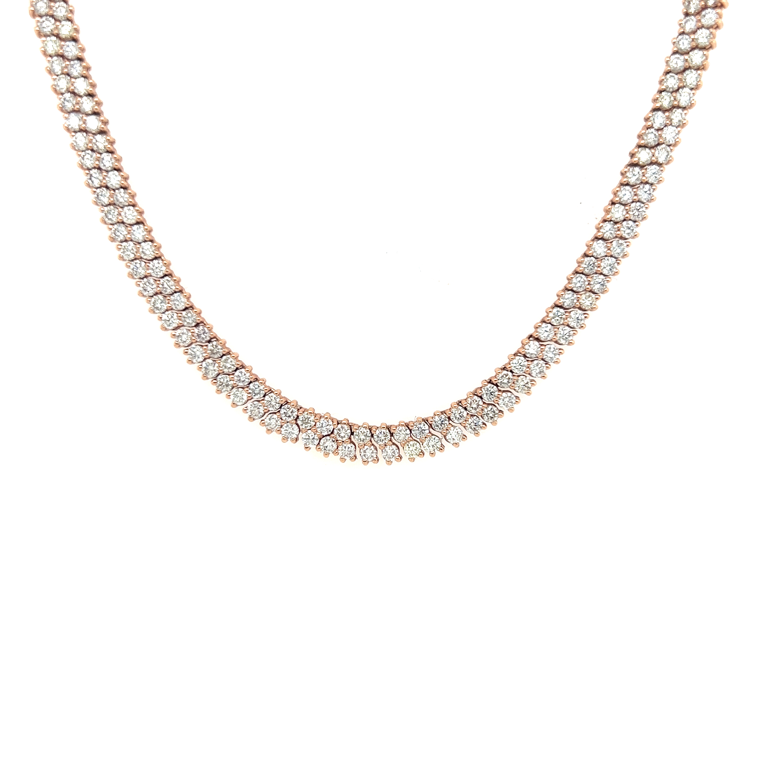 14kt Double Row Diamond Choker Tennis Necklace