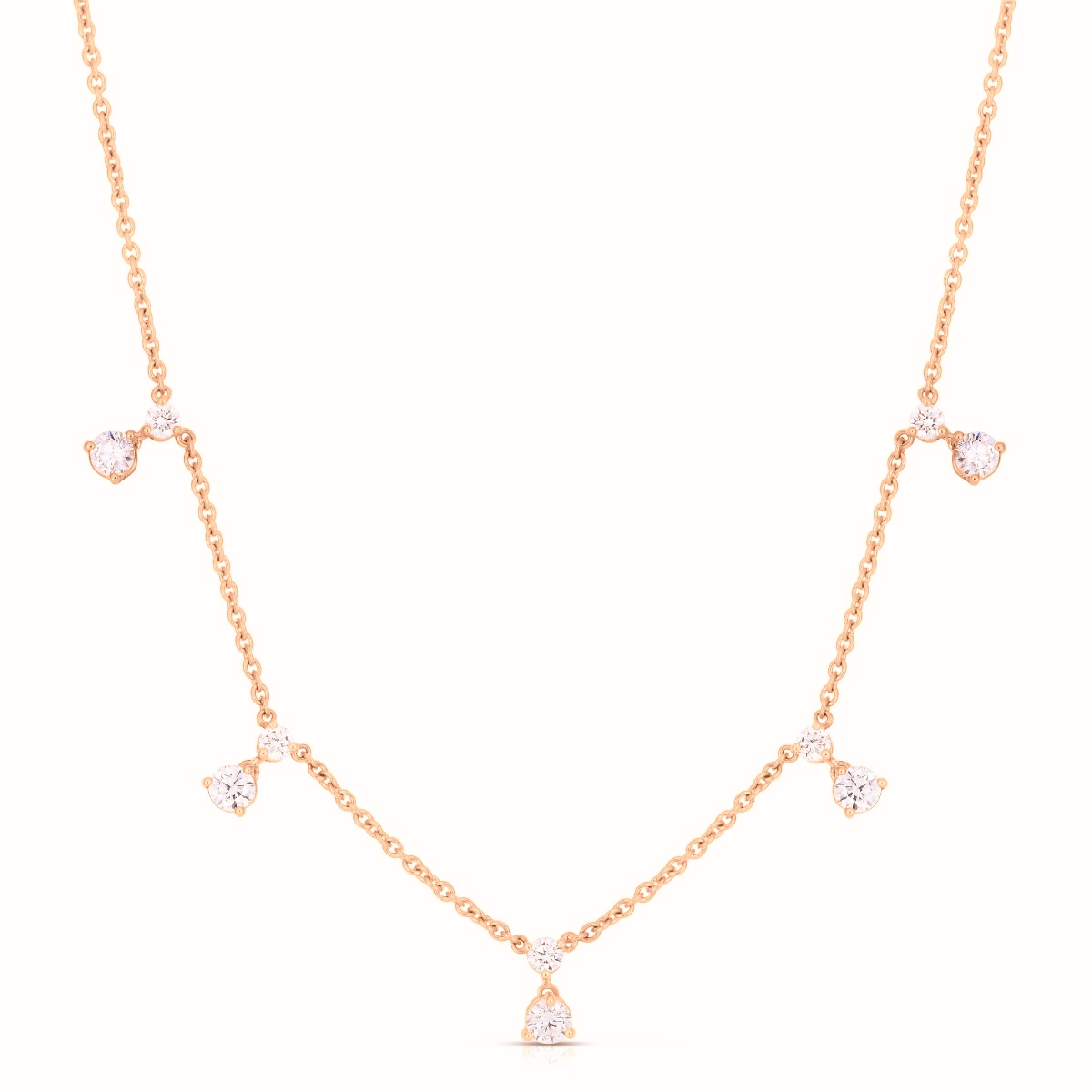 18kt Five Station Diamond Dangle Necklace