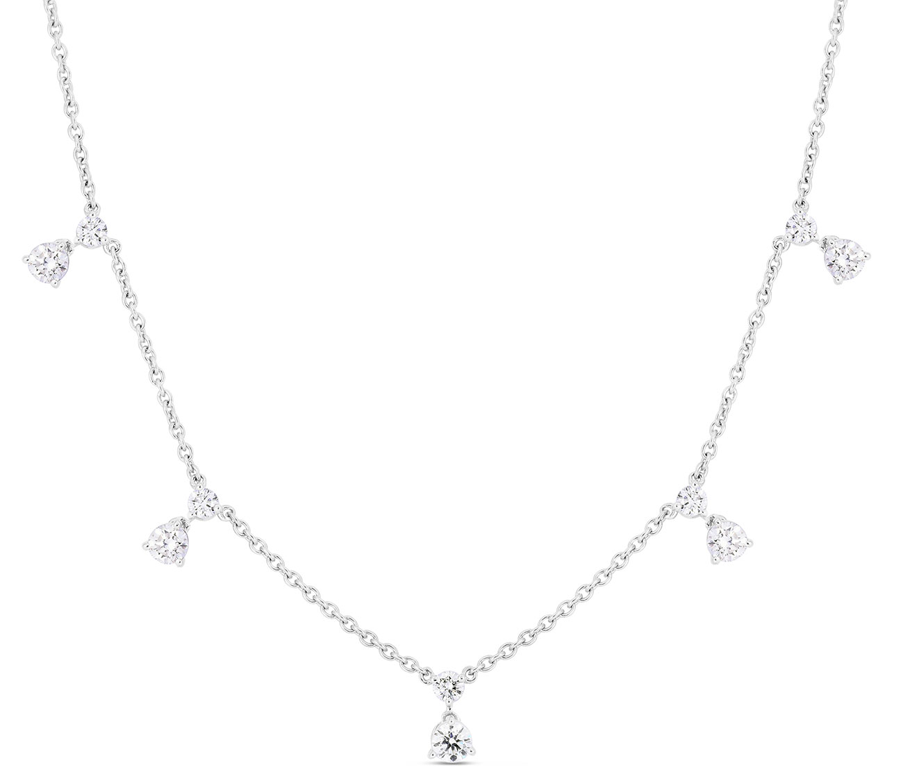 18kt Five Station Diamond Dangle Necklace
