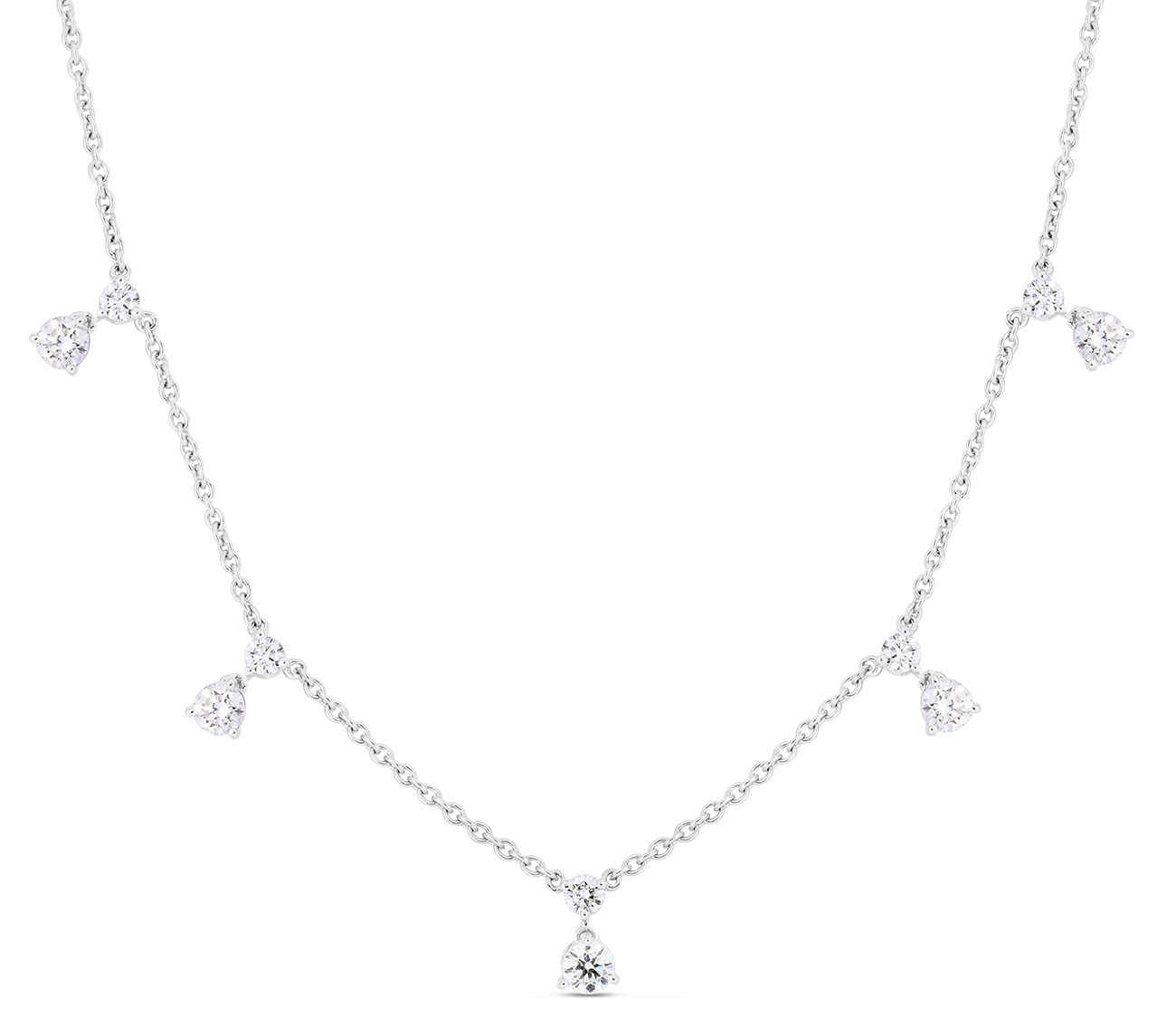 18kt Five Station Diamond Dangle Necklace