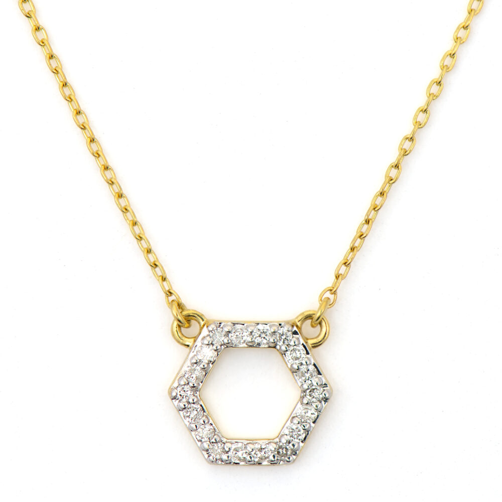 18kt Petite Hexagon Diamond Necklace