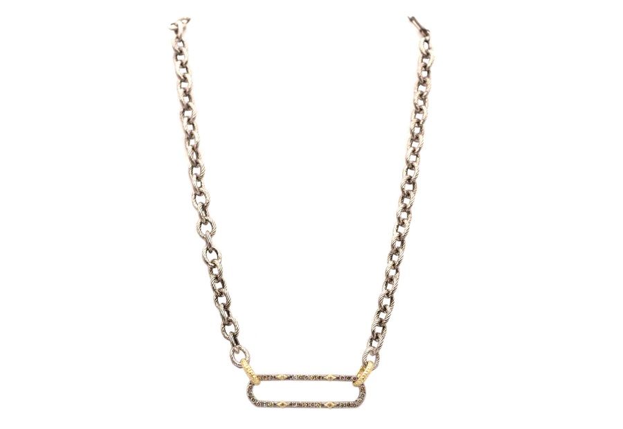 18kt Pave Paperclip Link Necklace