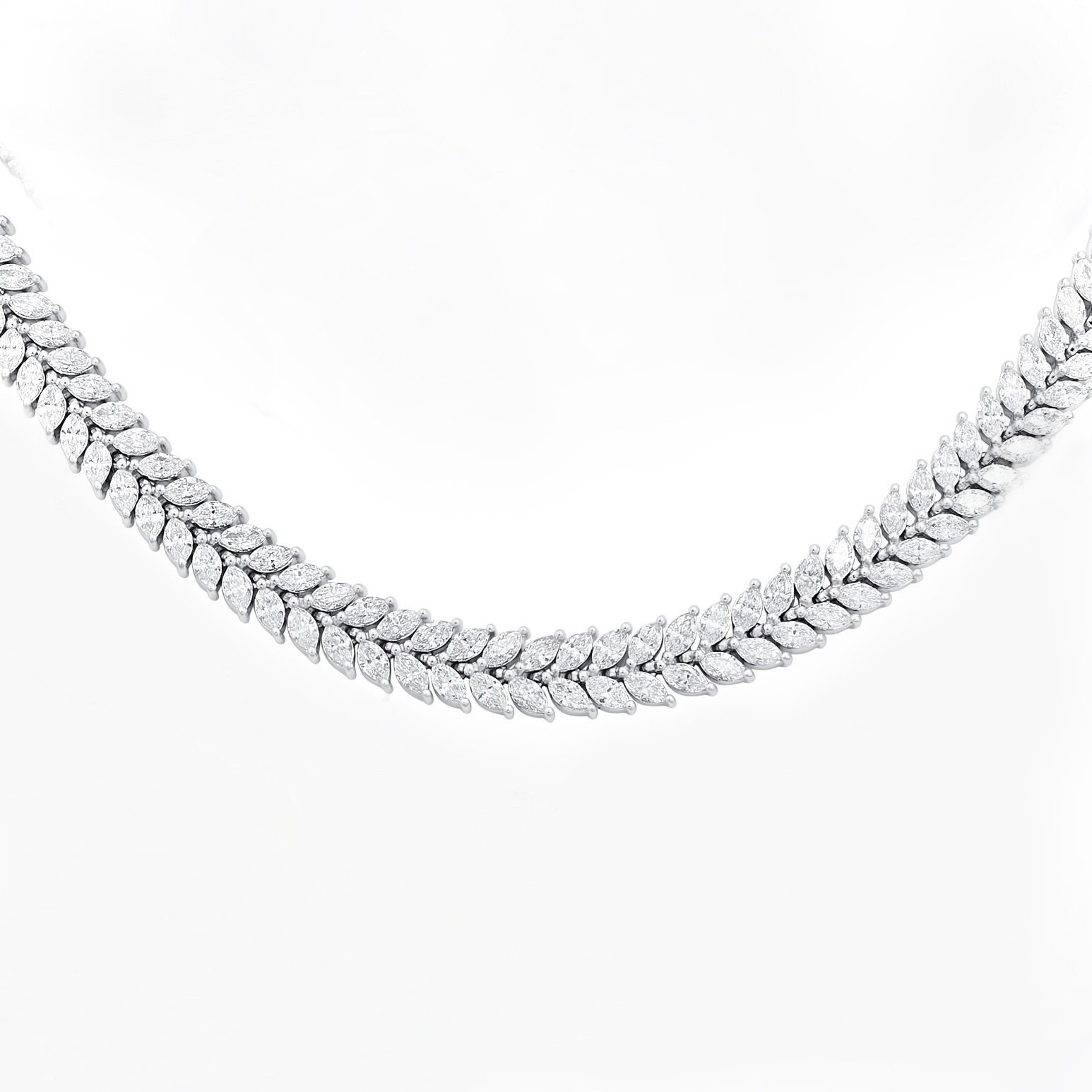 Korman Signature 18kt White Gold Marquise Diamond Tennis Necklace 16"