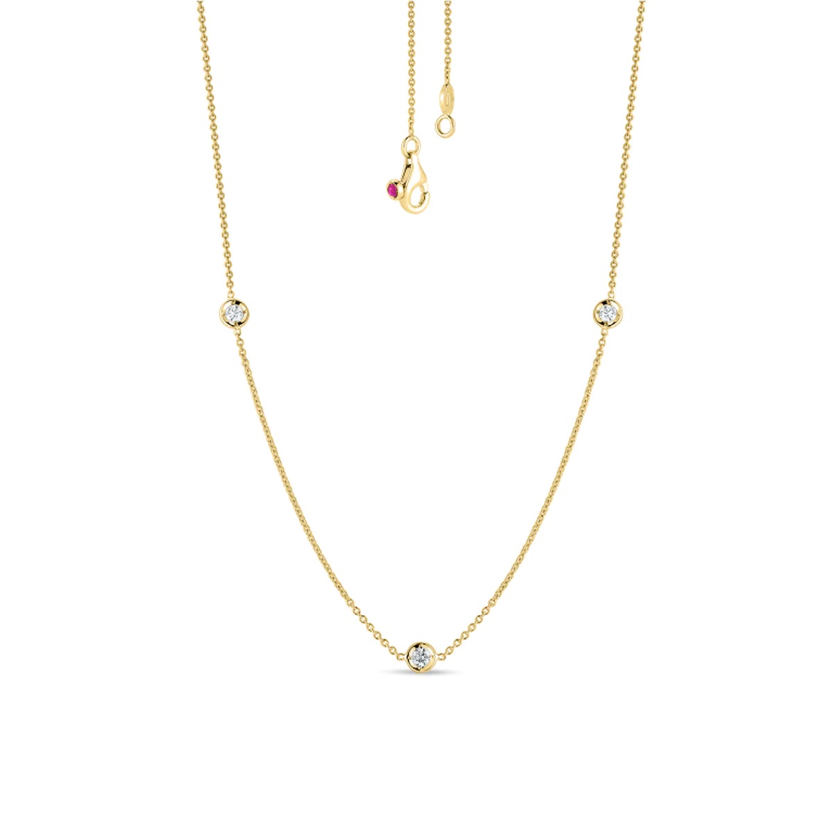 Roberto Coin 18kt Yellow Gold Three Diamond Station Necklace