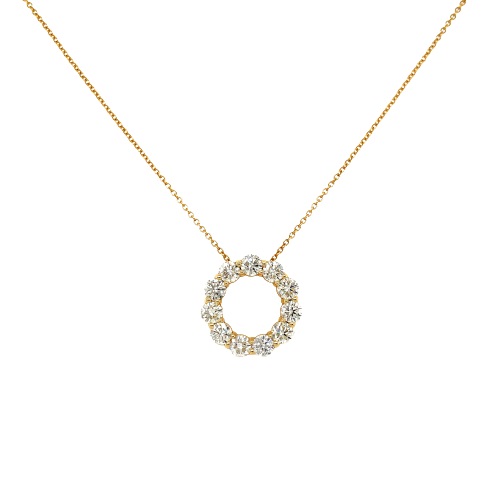 14kt 2ct Diamond Circle Pendant Necklace