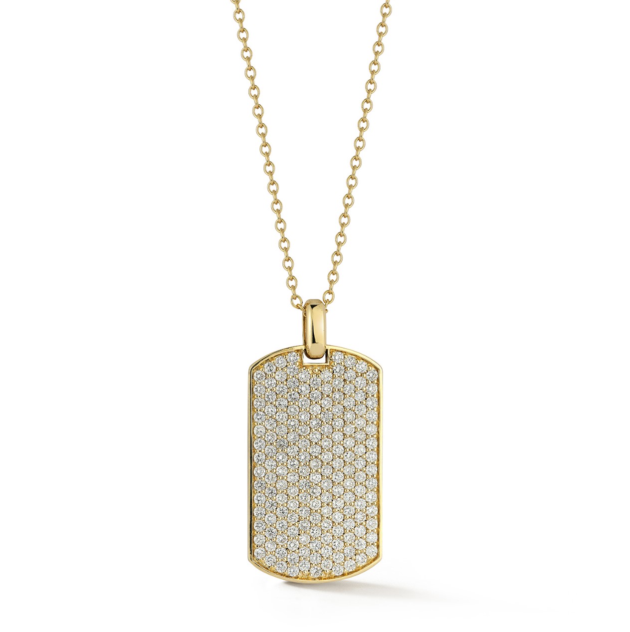 Mens Dog Tag Necklace in 14k Yellow Gold (24 in)