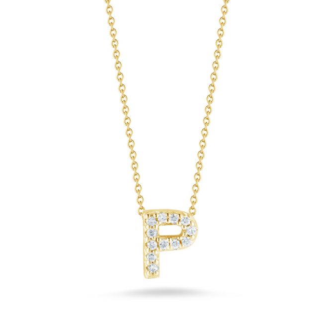 18kt Diamond 'p' Initial Necklace