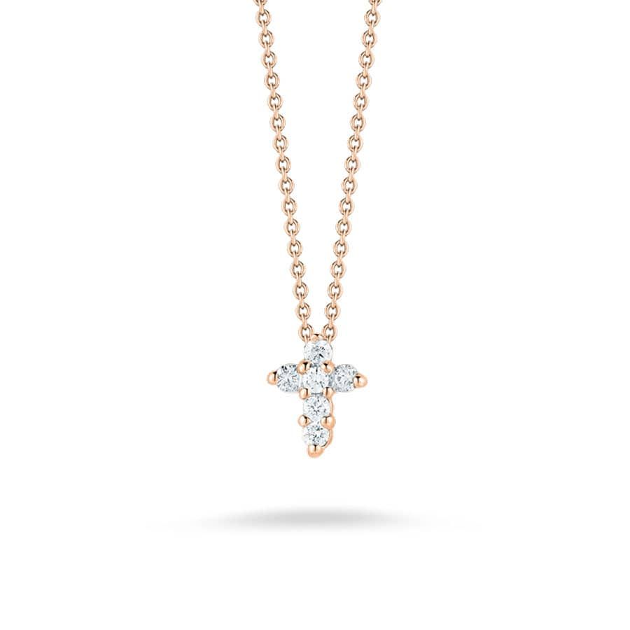 Roberto Coin 18kt Rose Gold Diamond Baby Cross Necklace