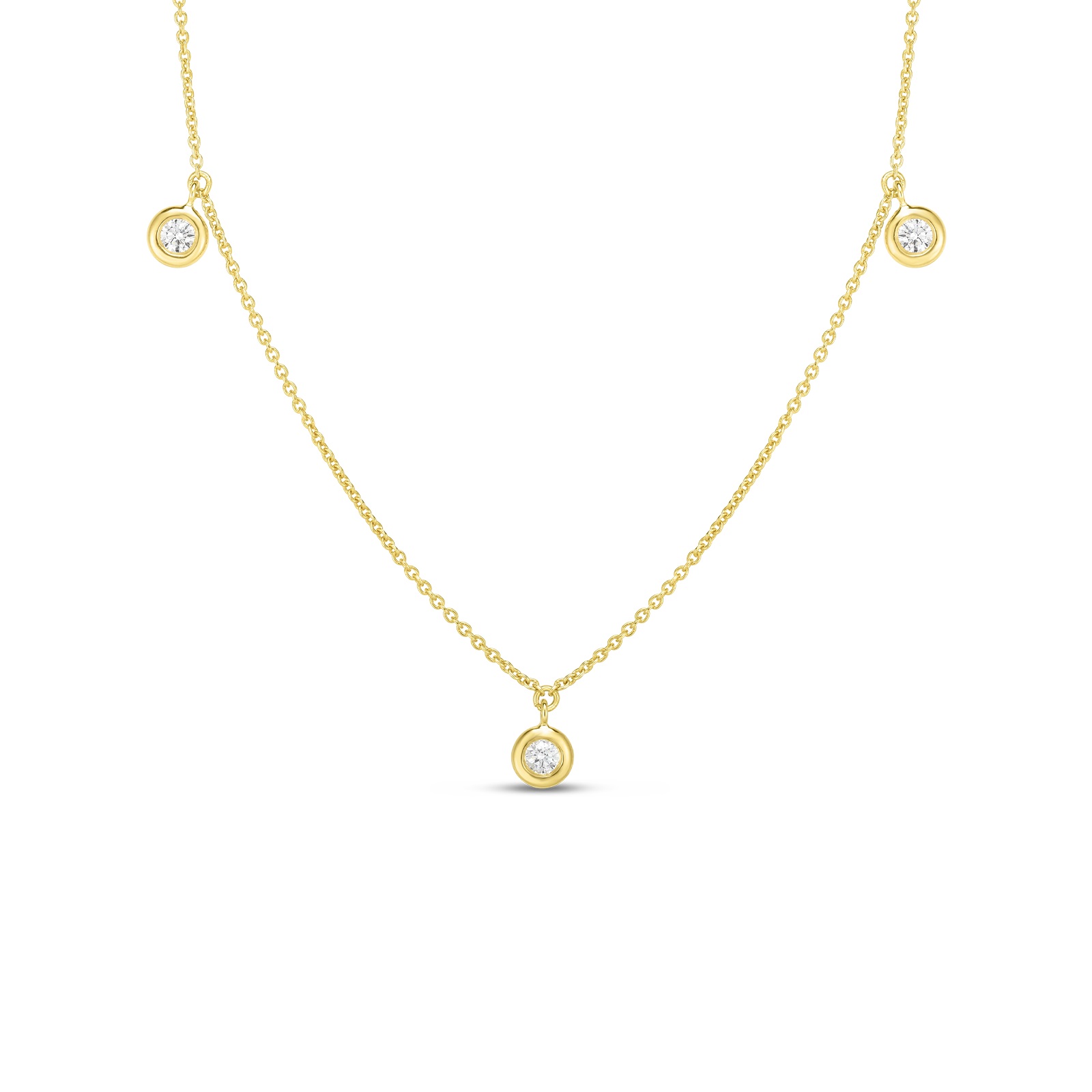 18kt Three Station Dangling Diamond Necklace