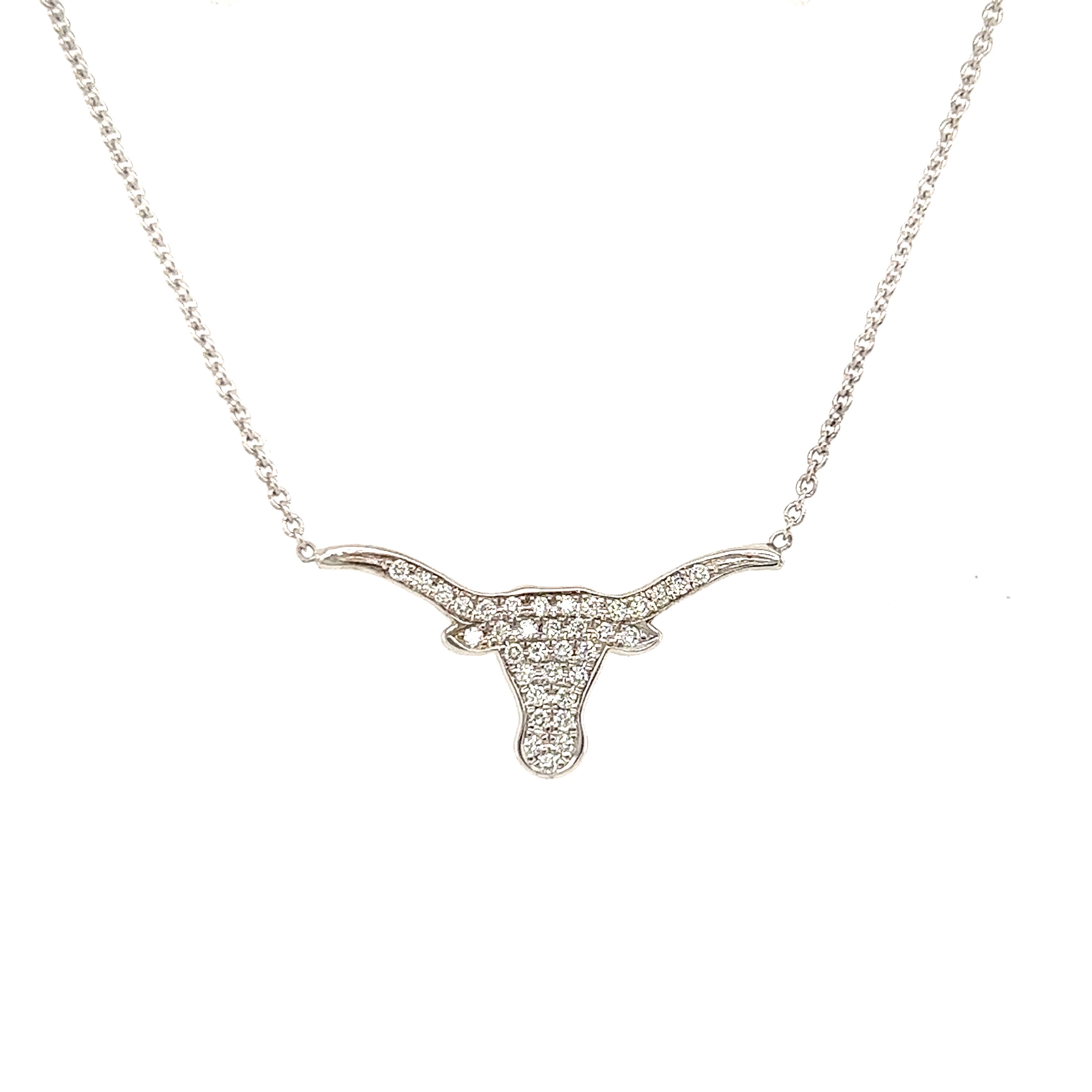 18kt Small Diamond Longhorn Necklace